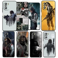 marvel avengers bucky for xiaomi redmi k50 gaming pro 5g 10 9 9a 9c 9t 8 7 6 5 4x tpu soft black phone case fundas capa cover