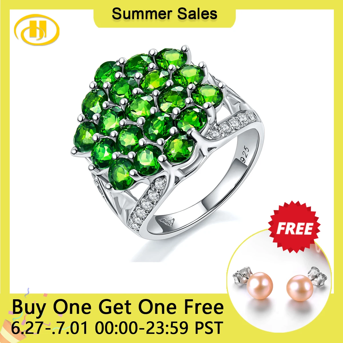 

Natural Vivid Chrome Diopside Ring 4.69 Carats Solid 925 Sterling Silver Women's Gift Green Gemstone Fine Elegant Jewelry New