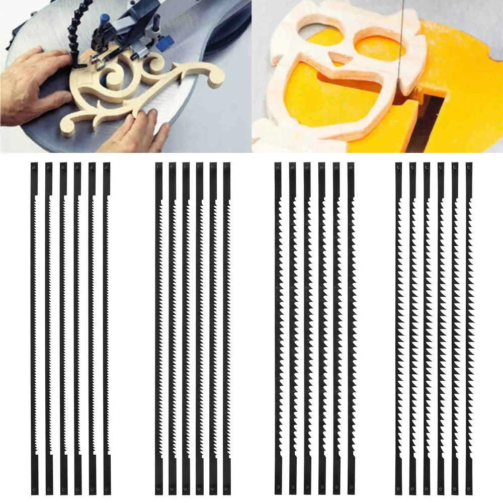24pcs Carbon Steel Scroll Saw Blade 10/14/18/24 Teeth Saw Blade High Toughness Fine Cut Blade Woodworking Power Tool Accessories