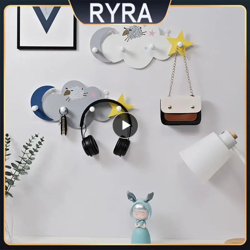 

Nordic Creative Hook Children's Room Door Decorative Coat Hanger 4 Hooks Wall Mounted Rack Clothes Coat Hat Towel Hanger