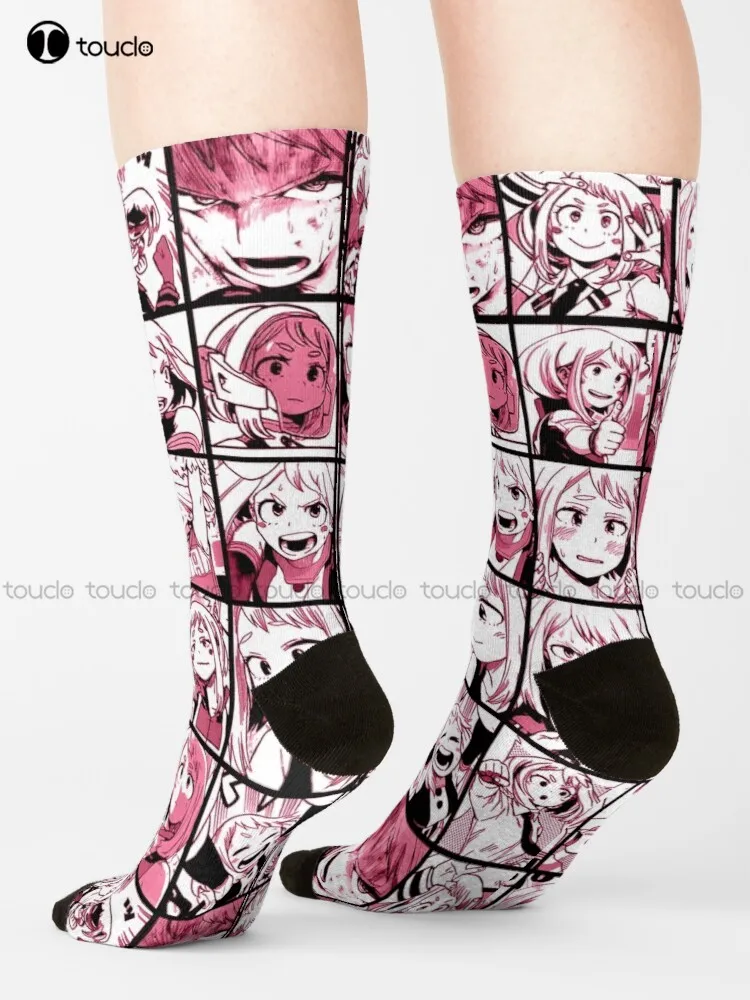 

Uraraka Ochako Collage Color Version Boku No Hero Academia Socks Workout Socks Women Cute Pattern Funny Autumn Best Cartoon Gift