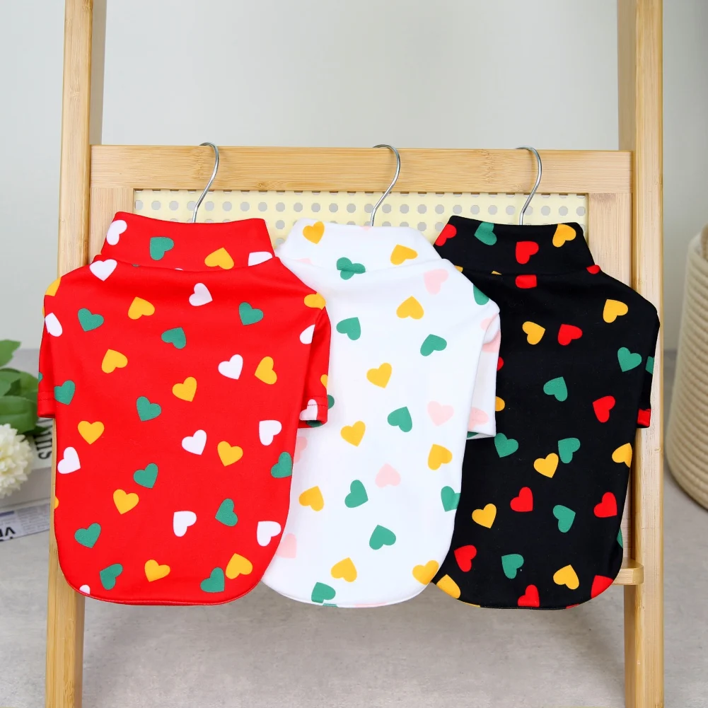 

Dog Pullover Sweater Spring Autumn Small Dog Coat Love Heart Printed Dog Clothes Outfit Warm Cat Puppy Boy Girl Sweatshirt