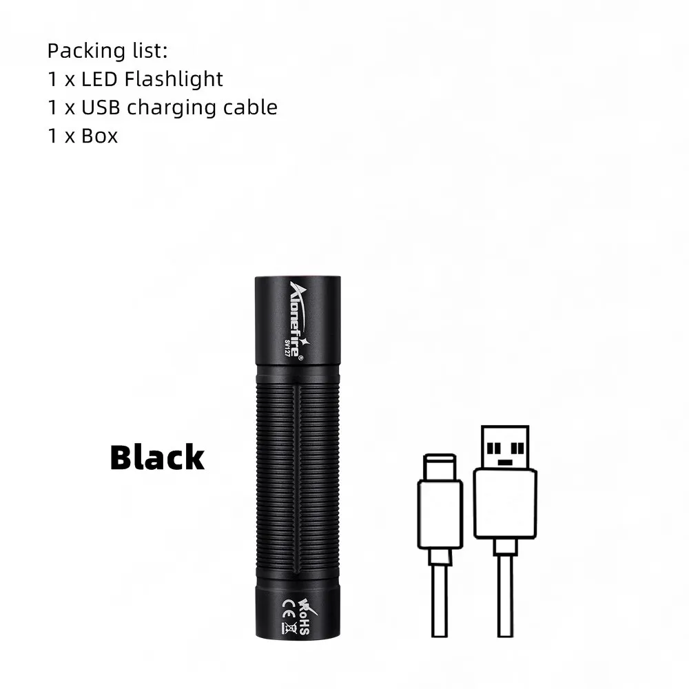 

Alonefire SV127 Фонарик Черный Алюминий 300 Лм