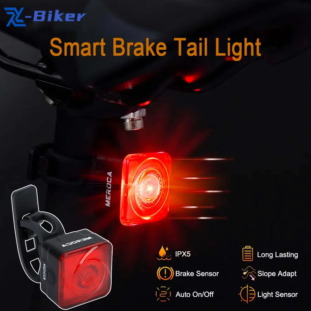 

Smart Bicycle Brake Light IPx5 Waterproof Taillight USB Charging Bike Rear Lights Auto Stop LED Warning Safety Cycling Lamp