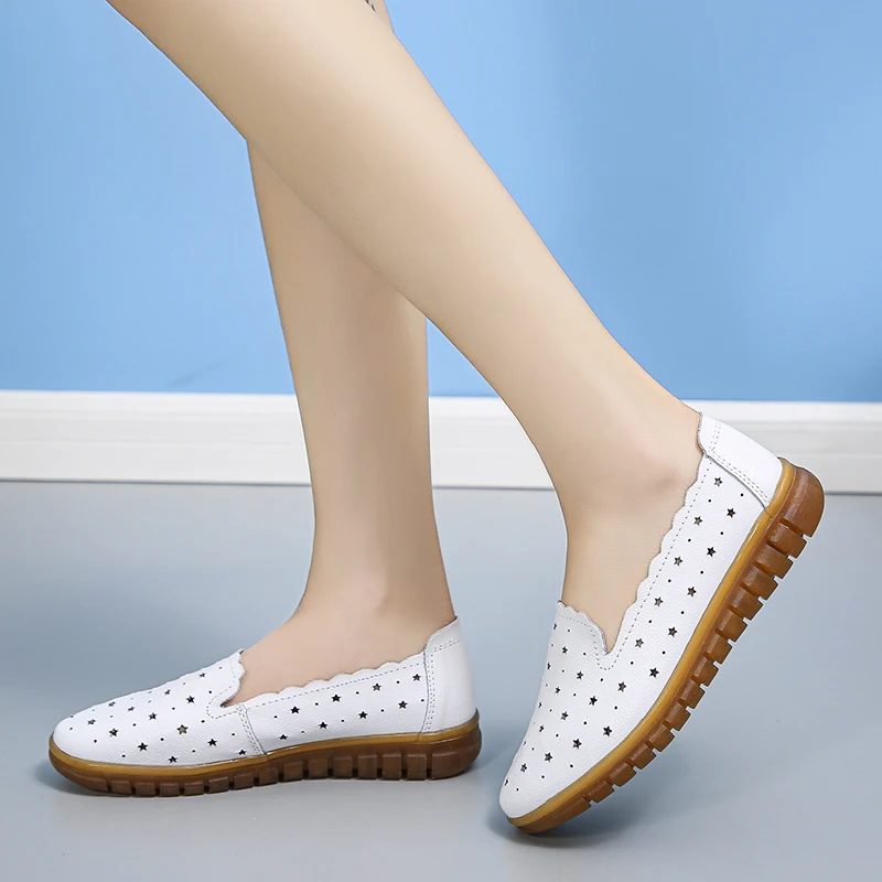 

Fall Women's Fashion Casual Shoes Slip-On Flats Loafers Ladies Designer Sneakers Cutout Breathable Solid Color Ladies Flats