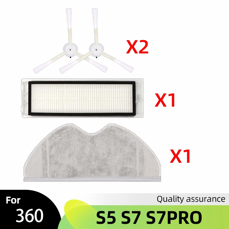 

Запасная основная боковая щетка, тряпочка для швабры, протрите Hepa фильтр для воды для Qihoo 360 S5 / S7 Pro, аксессуары для очистки робота-пылесоса