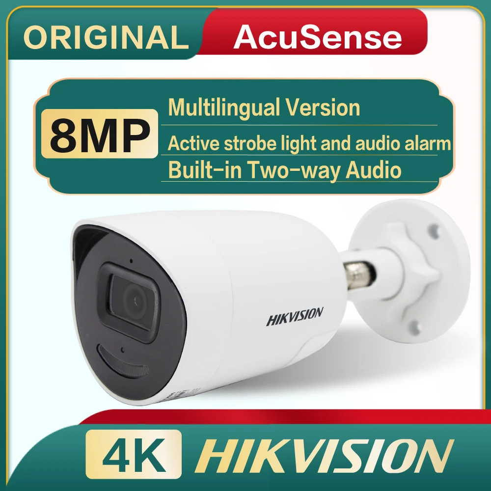

DS-2CD2086G2-IU/SL Original Hikvision 4 K AcuSense Strobe Light And Audible Warning Fixed Bullet Network Camera H.265