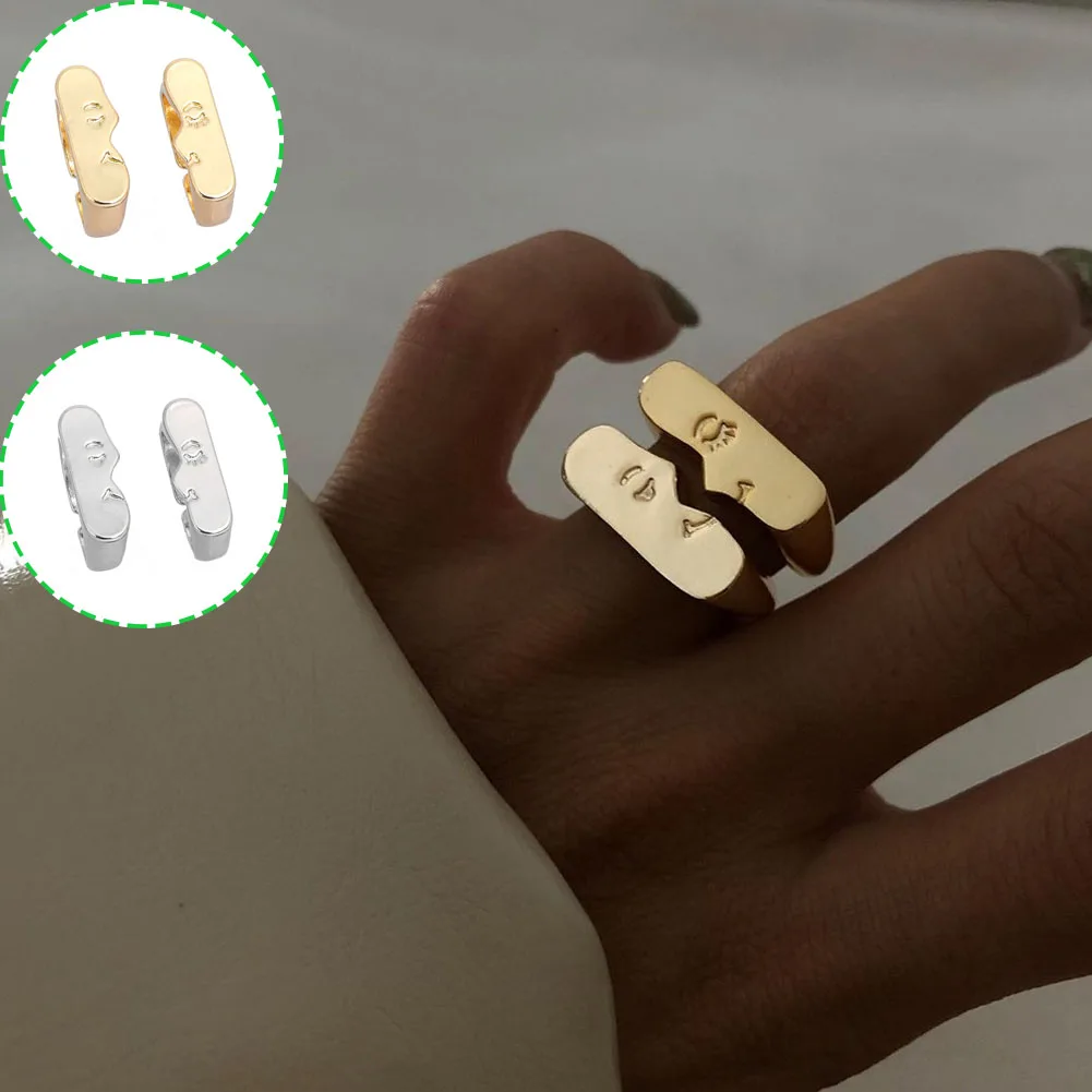 

Creative European And American Ins Style Hot Selling Sweet Opening Adjustable Multi-color Couple Ring Face Micro-expression Ring