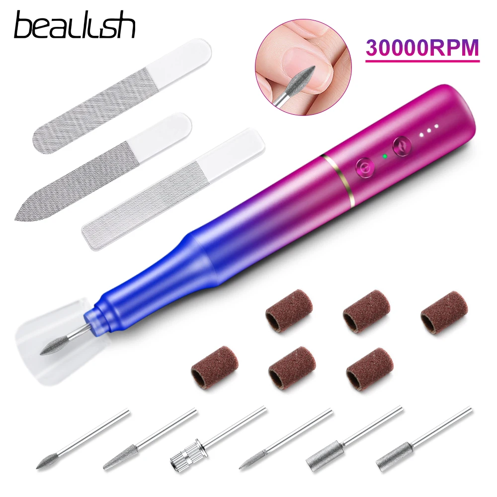 

Beaulush 30000RPM Electric Nail Drill Professional Manicure Machine Nail Sander Milling Cutter Set Salon Tool For Gel Removing