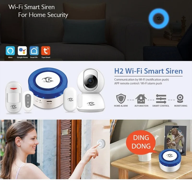 Беспроводной Wi-Fi датчик сигнализации Tuya Smart Life домашняя Автоматизация