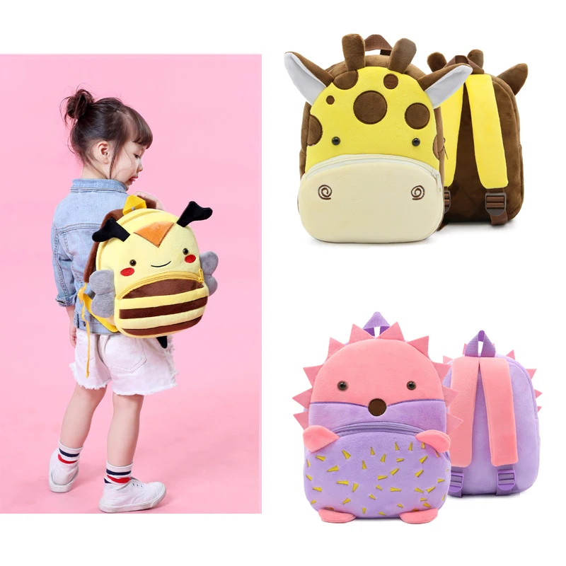 Мягкий Плюшевый Рюкзак для детей школьный ранец с 3D рисунком животных из
