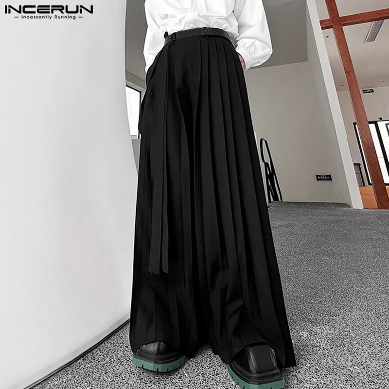 INCERUN 2024 модные брюки в корейском стиле мужские плиссированные длинные с