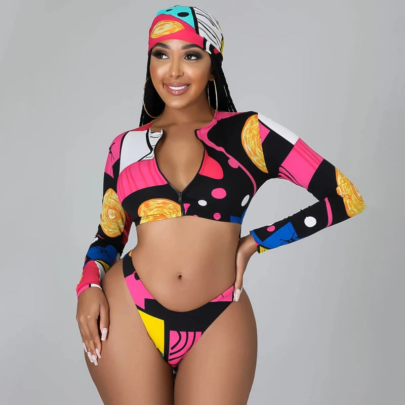 

Купальник-бикини с длинным рукавом и заниженной талией