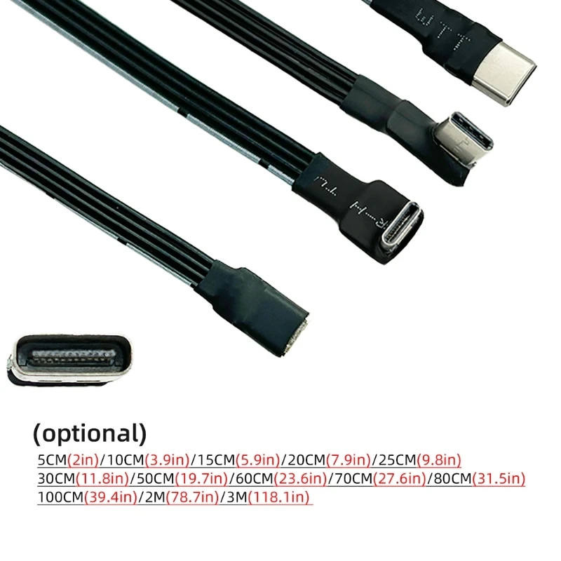 USB C папа-гнездо Кабель для синхронизации данных и зарядки 480Мбит/с плоский