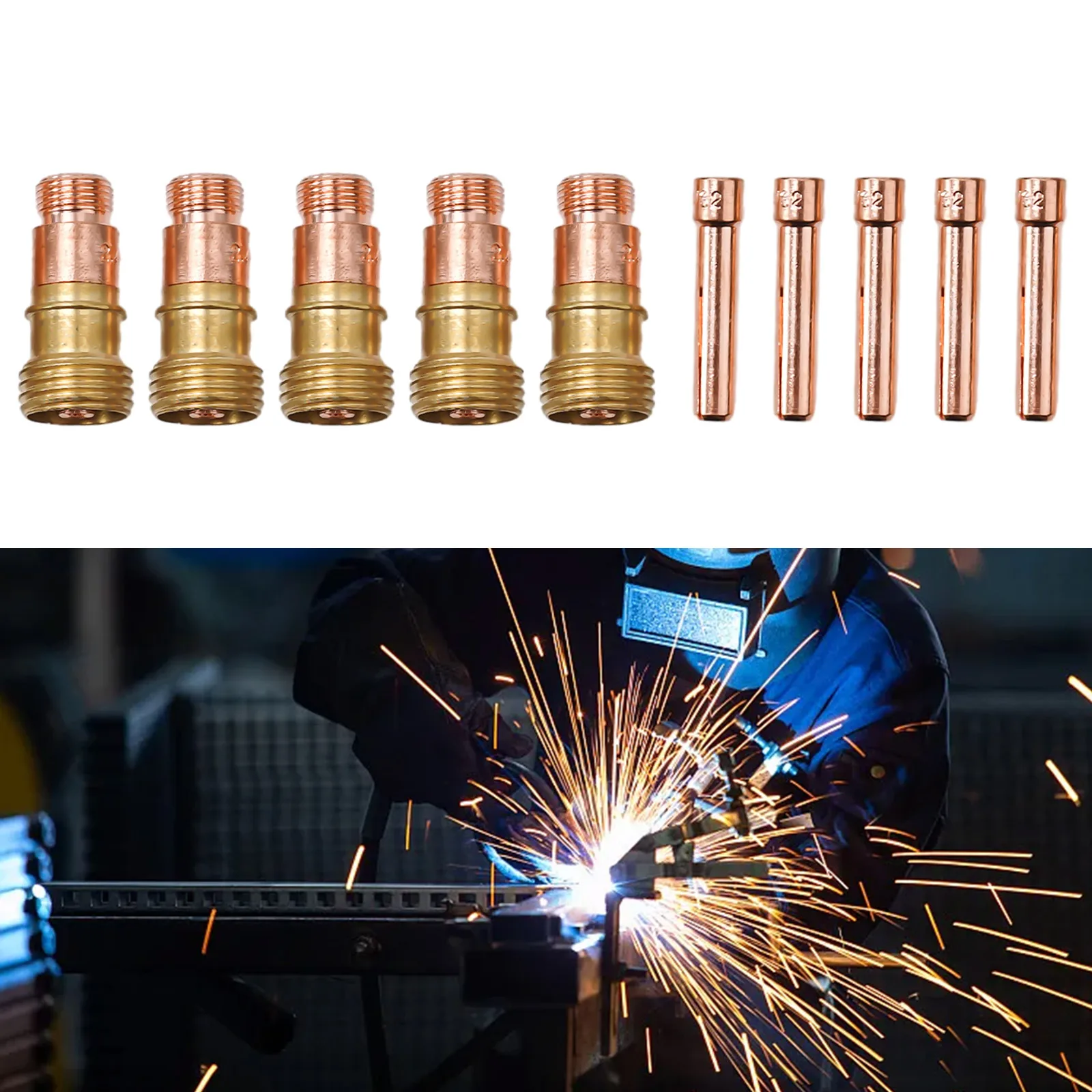 Комплект цанг сварочные аксессуары TIG 17GL332 10N24S 3/32 и DB SR WP 17 18 26 металлообработка