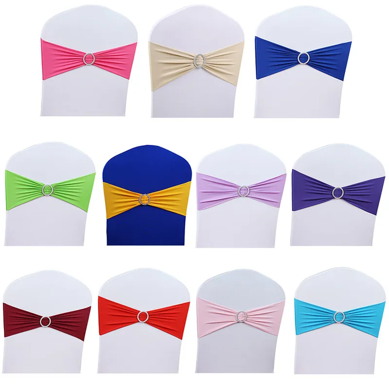 

6pcs/Lot 15x36cm Stretch Wedding Belt Chair Cover Band with Buckle Slider Sashes Bow Banquet Decorations Wholesale 2022 New