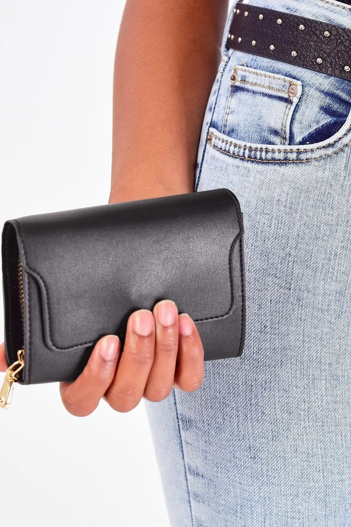 

Стильный женский черный кошелек-держатель для кредитных карт, клатч, чехол, качественная сумка для карт, удостоверения личности и монет