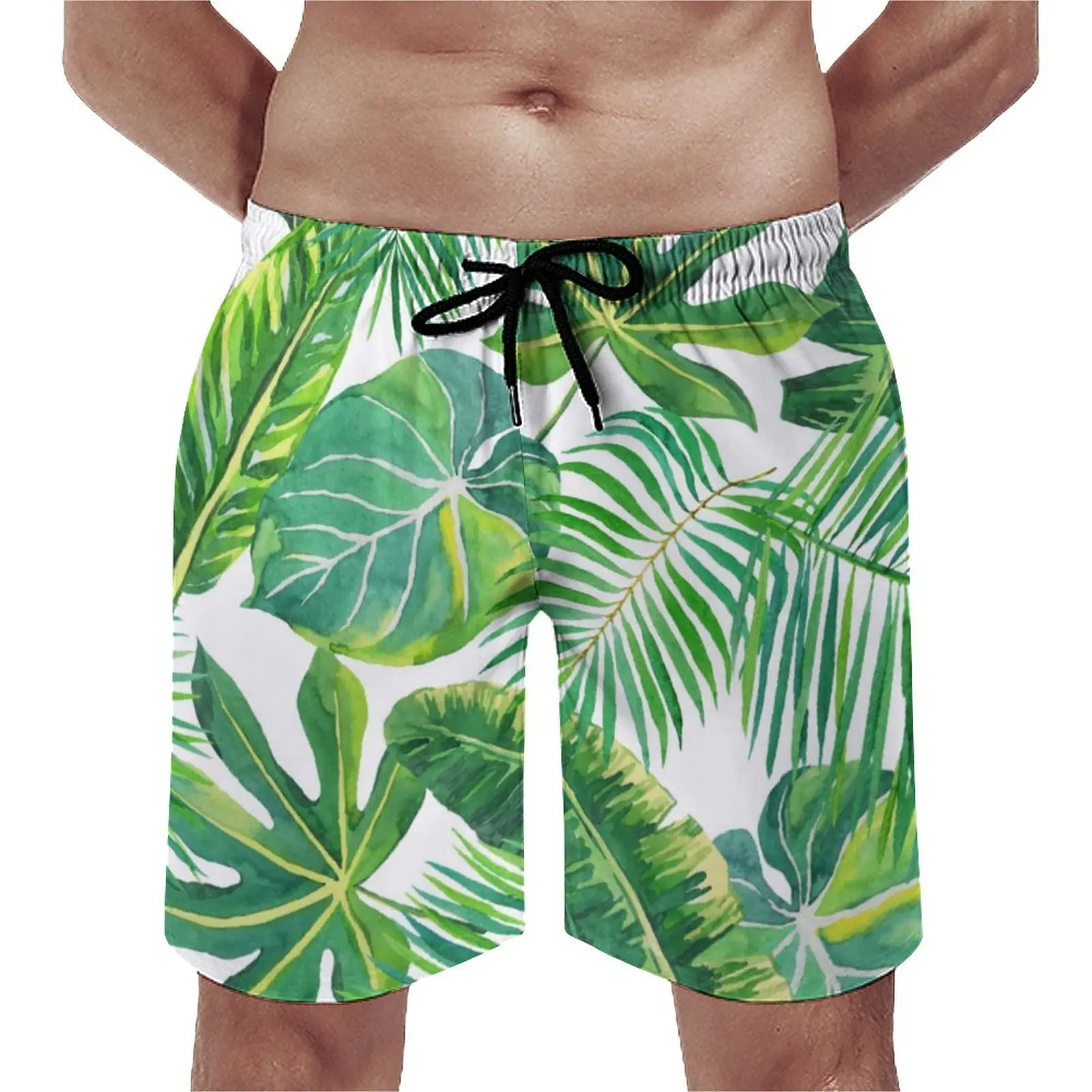 

Tropical Leaves Board Shorts Summer Hawaii Beach Modern Fashion Board Short Pants Men Sports Quick Dry Pattern Swimming Trunks