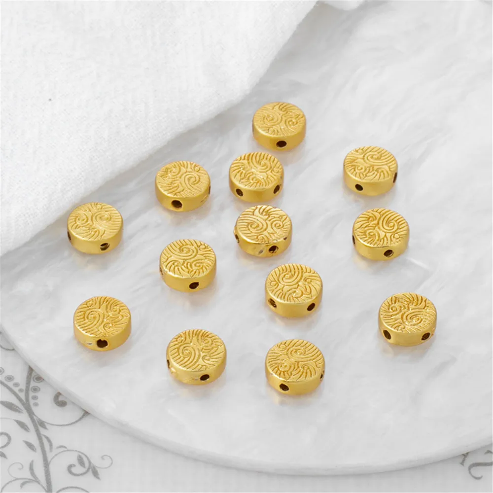 

18K Gold Filled Plated Through hole round cake beads 3*8mm thread four hole flat beads beads diy manual accessories