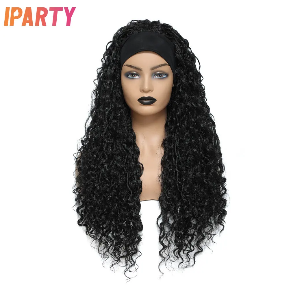 

Iparty Black Color Headband Braided Wig 24 Inches Synthetic Machine Headband Braided Curly Wigs For Women Multi Color Daily