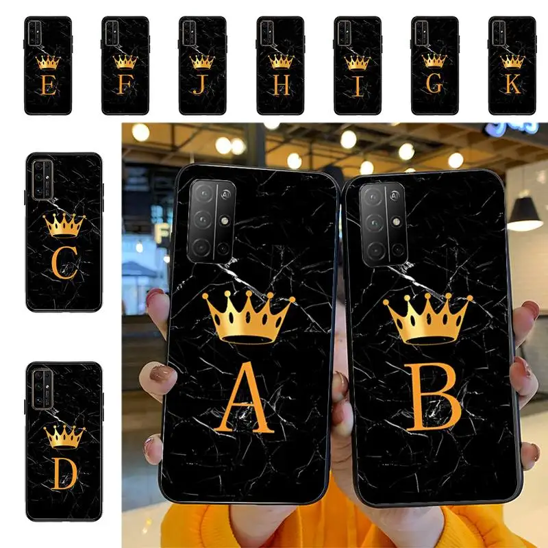 

Black Marble Crown Letter Phone Case for Huawei Honor 10 i 8X C 5A 20 9 10 30 lite pro Voew 10 20 V30