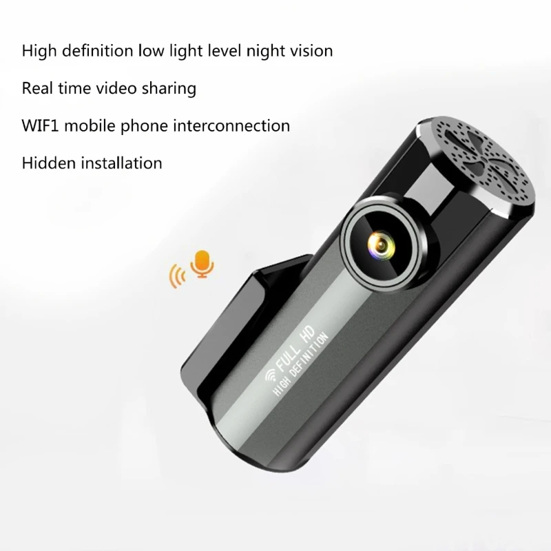 

Автомобильный видеорегистратор K1KF, камера с Wi-Fi, голосовым управлением через приложение, углом обзора 1080 ° и функцией ночной съемки 140 P