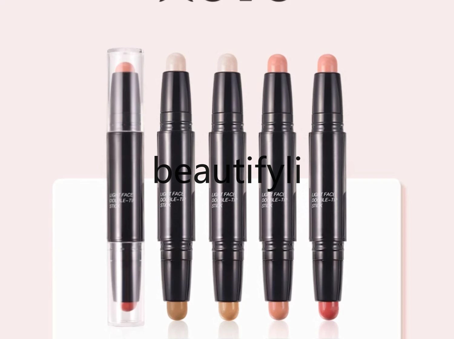 Двусторонняя ручка для ухода за лицом интегрированная матовая перламутровая