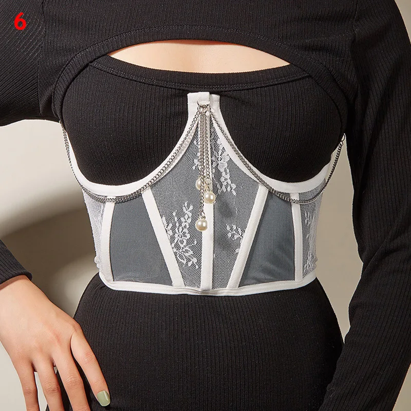 

Gothic High Waist Sexy Punk Metal Chain Corset Belt Curve Shaper Strap Slimming Waist Belt See Through Cummerbunds Waist Seal