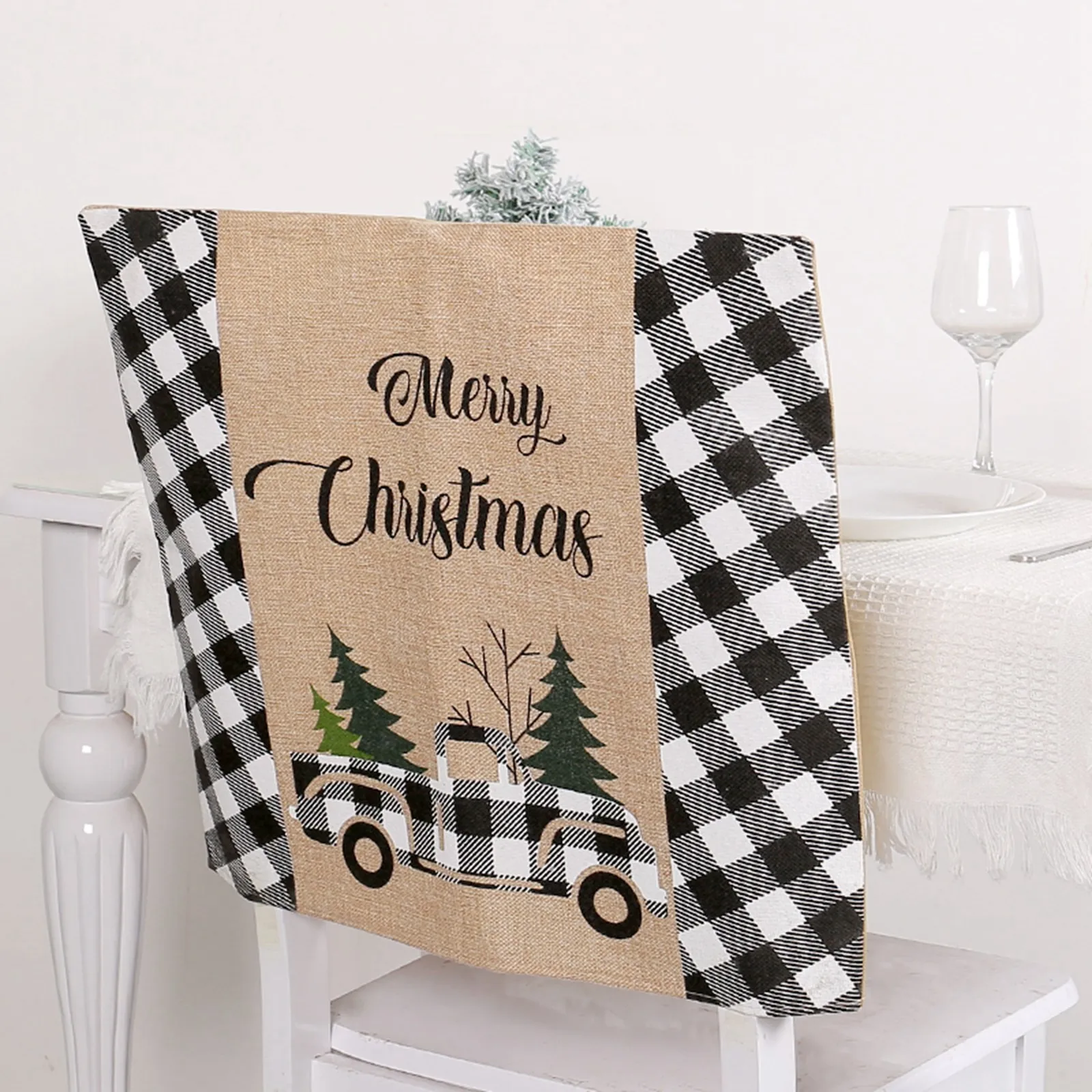 Рождественский Клетчатый Чехол На Стул Классический Узор Украшение Для