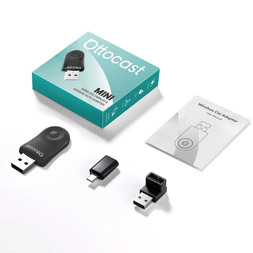 

Ottocast Mini Wireless CarPlay Android Auto адаптер 2 в 1, автомобильные аксессуары, разъем и разъем в один клик, г