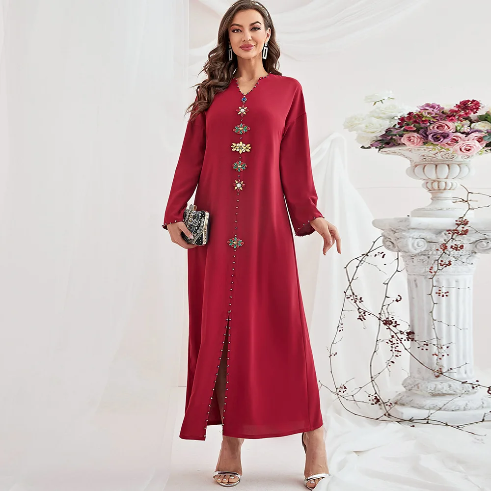 

Праздничные вечерние платья, украшенные стразами, Caftan Robe Femme Musulmane Abayat, мусульманский хиджаб