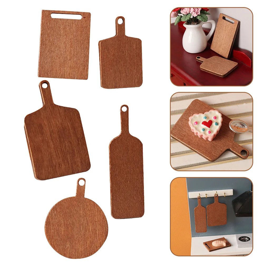 

10 Pcs Cheese Mini House Photo Prop Wood Trim Cutting Board Decor Simulated Chopping Boards Accessories Ornament Wooden