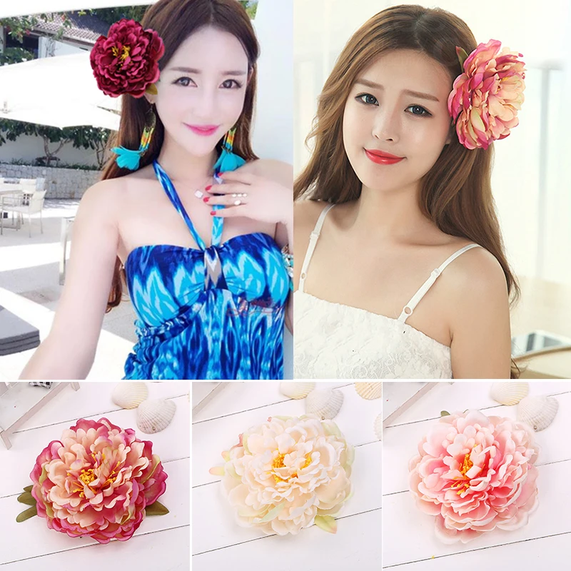 

14cm Big Artificial Flower Hairpins Wedding Bridal Hair Clips Barrettes Headdress Seaside Party Accessories Headwear Gifts