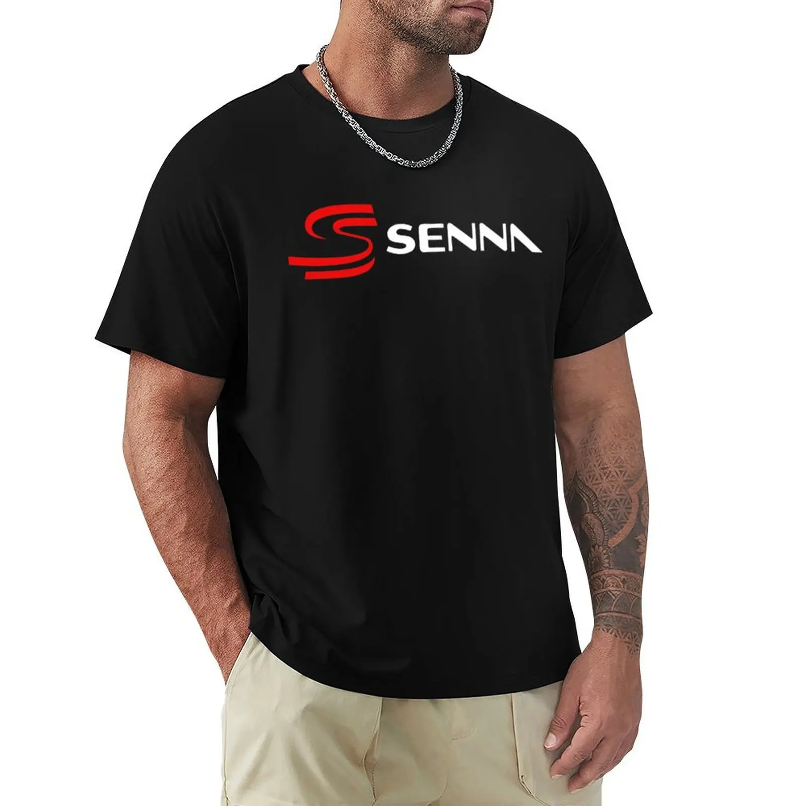 Фото Футболка с логотипом Senna для фанатов, удобная рабочая одежда. №1