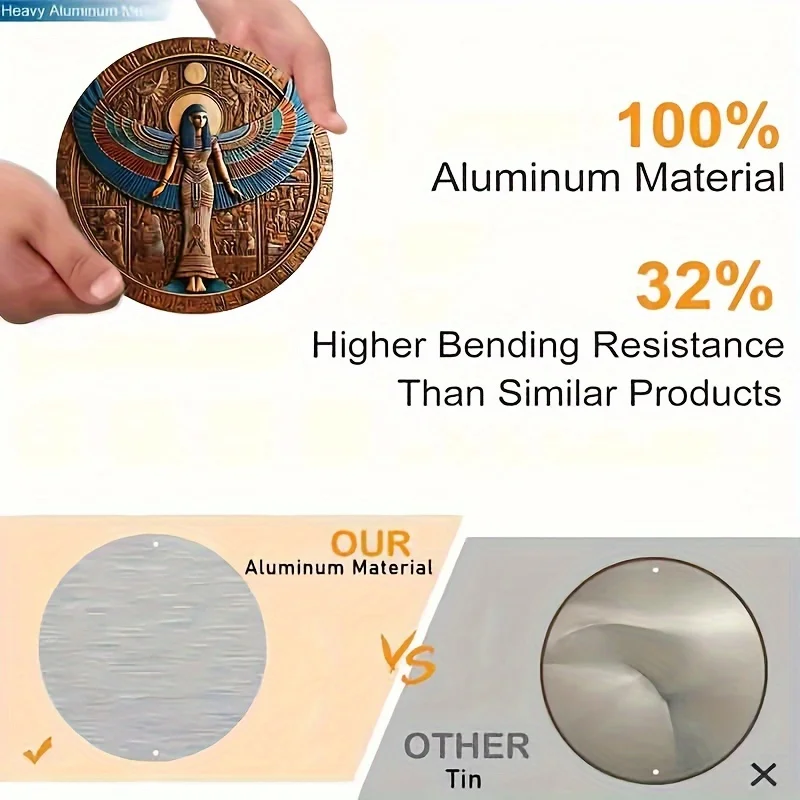 Постер из алюминия Wing Guardian для египетской богини Круглый 2D Настенный декор 8