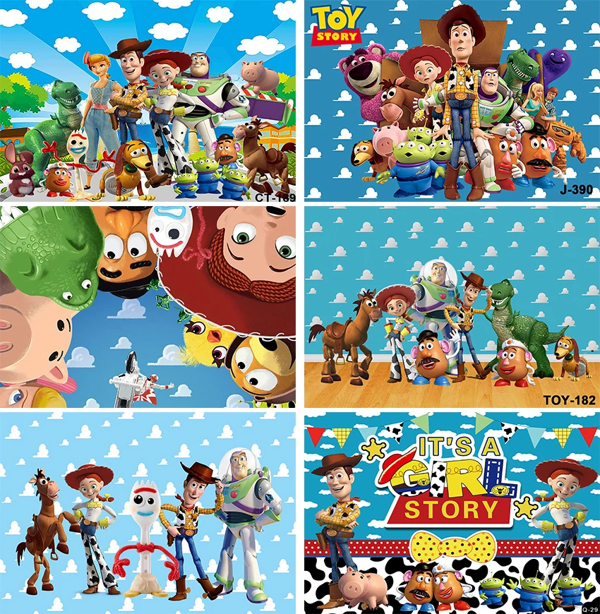 

Disney Custom Toy Story Photography Backdrop Baby Shower Boys Happy Birthday Party Background Photocall Prop Decoration Banner