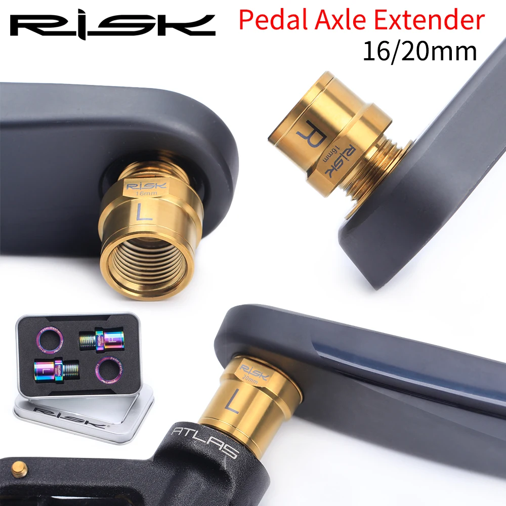

RISK MTB Road Bike Accessories Parts Pedal Lock Shaft Extender Core Titanium Bolt Gasket Center Converter 16mm 20mm