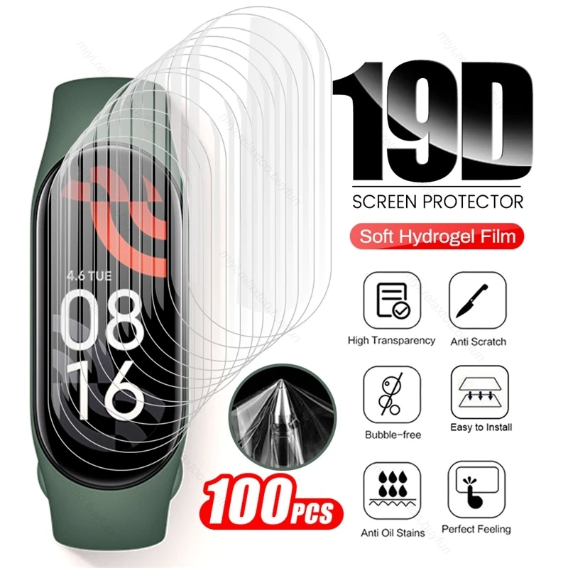 100Pcs hydrogel protective Film on xiomi miband 7 miband7 smart wristband screen protector not glass for xiaomi mi band 7 band7