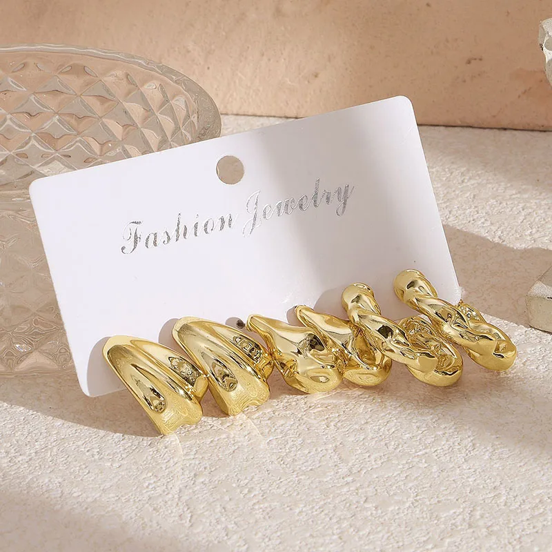 Новые модные золотистые/Серебристые витые серьги-кольца в форме буквы с