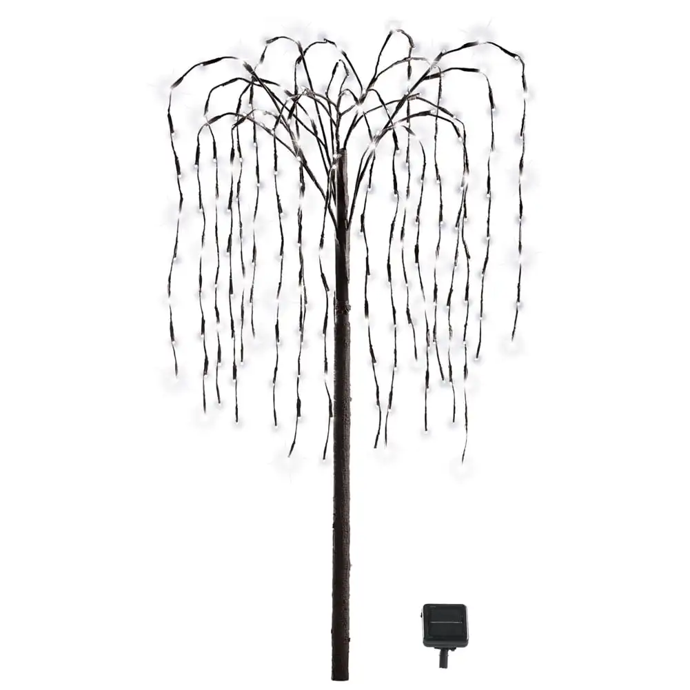 LED Solar Willow Tree, Outdoor Solar Tree with Colorful Solar-Powered Lights with Adjustable Branches