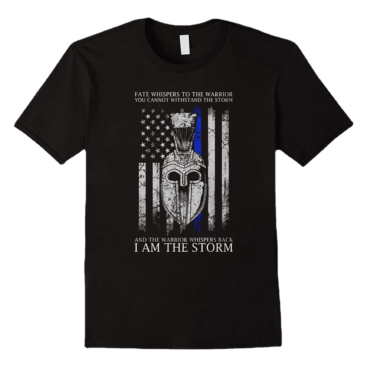 

I Am The Storm. Thin Blue Line American Flag Warrior Helmet T-Shirt. Summer Cotton Short Sleeve O-Neck Mens T Shirt New S-3XL