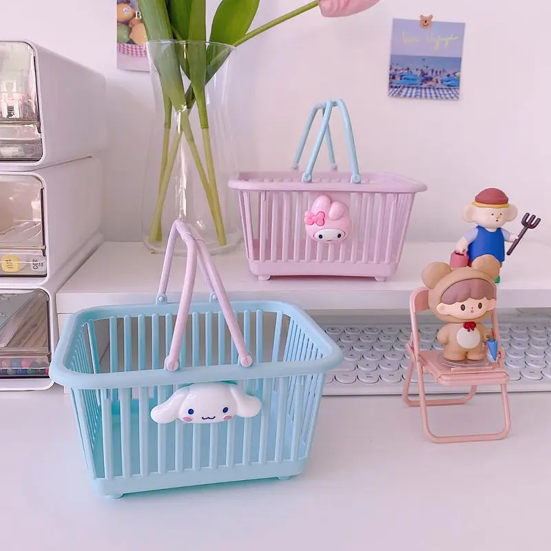 Kawaii Sanrioed Kuromi Cinnamoroll My Melody пластиковая коробка для хранения корзина аниме милая