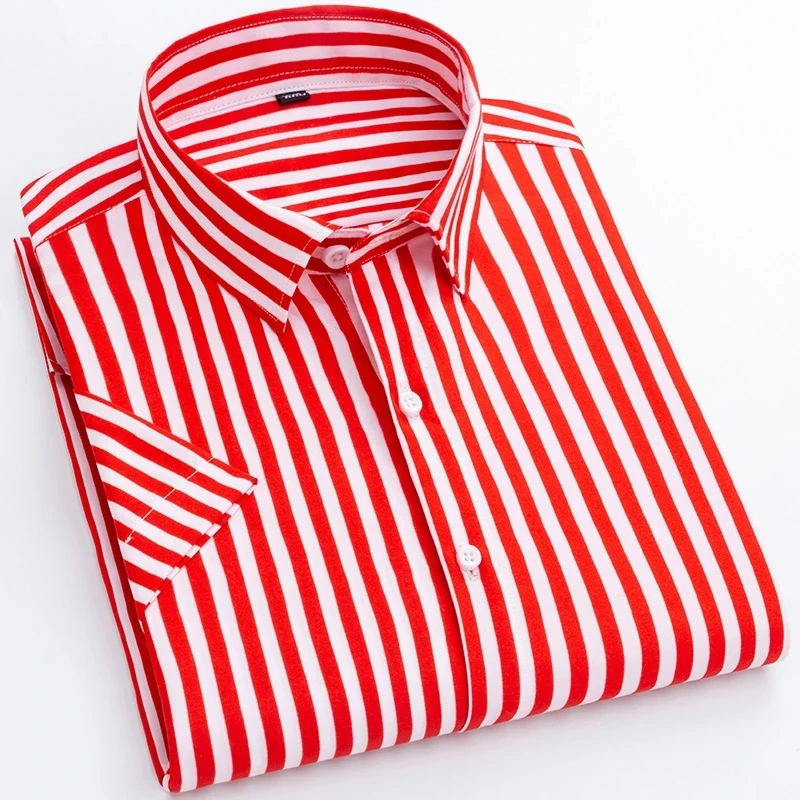 2022 Summer Casual Shirts Men's Short Sleeve Striped Shirts Fashion Print Street Loose T Shirts Men's Tops