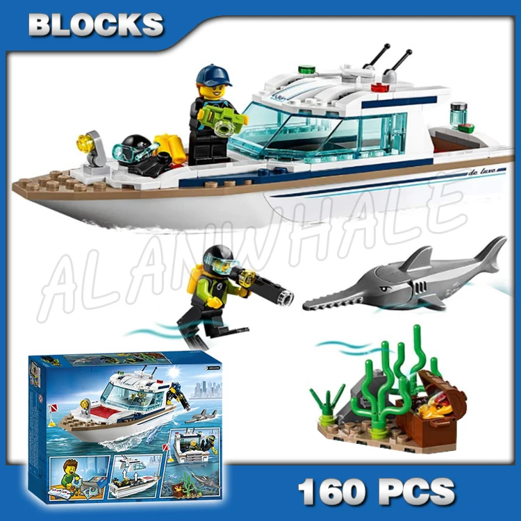 

160pcs Urban Great Vehicles Diving Yacht Boat Swordfish 11221 Building Blocks Toy Bricks Compatible with Model