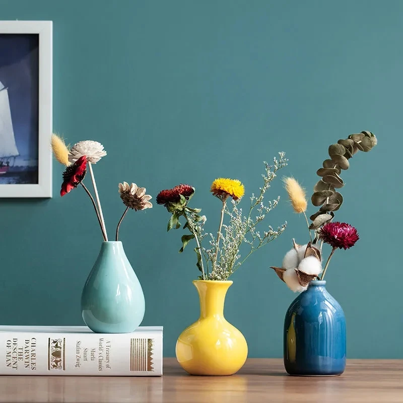 

Ceramic Small Vase Ins Style Simple Modern High-Value High-End High-Grade Dried Flower Flower Arrangement Living Room Decoration