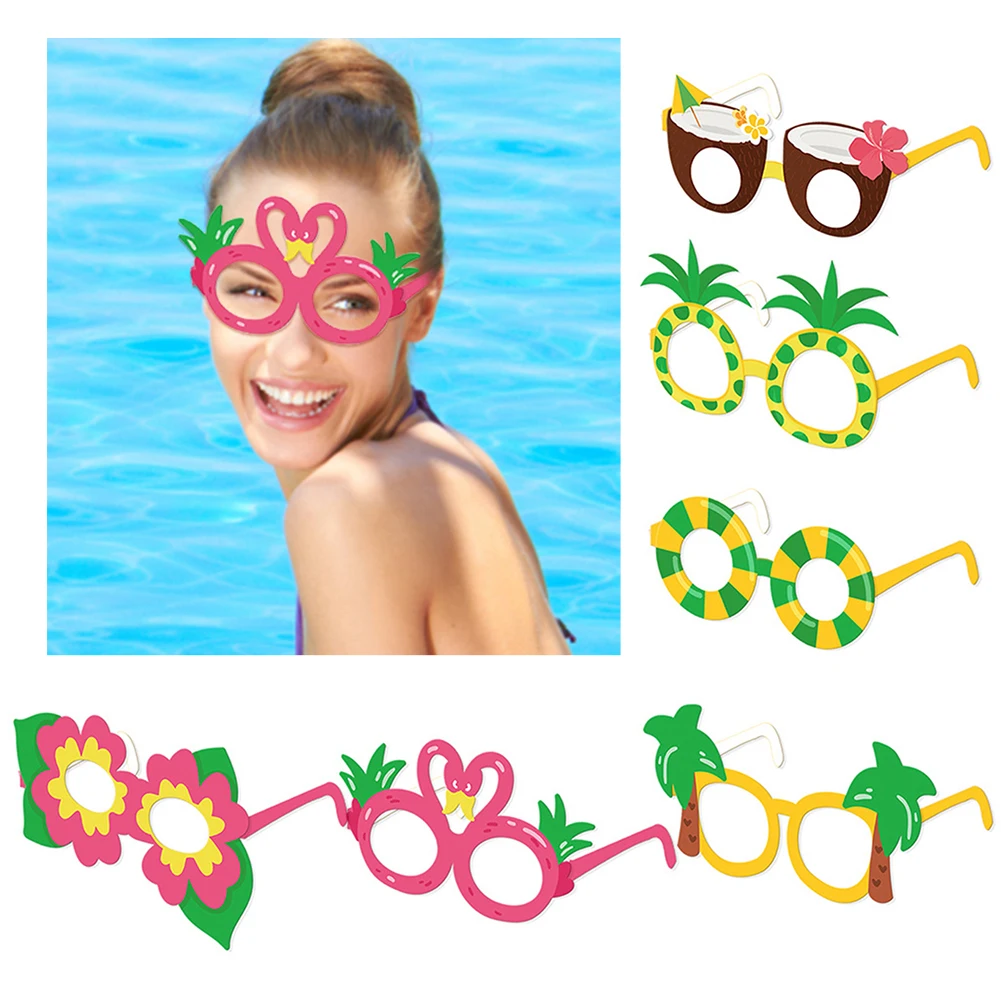 

6/12pcs Funny Hawaii Summer Party Paper Glasses for Kids Adults Beach Birthday Party Decor Supplies Toys Funny Photo Decor Props
