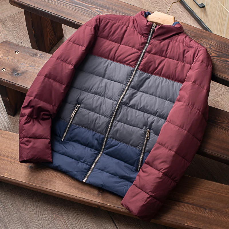 New Casual 2022 Men Duck Down Overcoat Padded Jacket Patchwork Color Block Winter Clothing for Male Plus Big Oversize 3XL XXXL