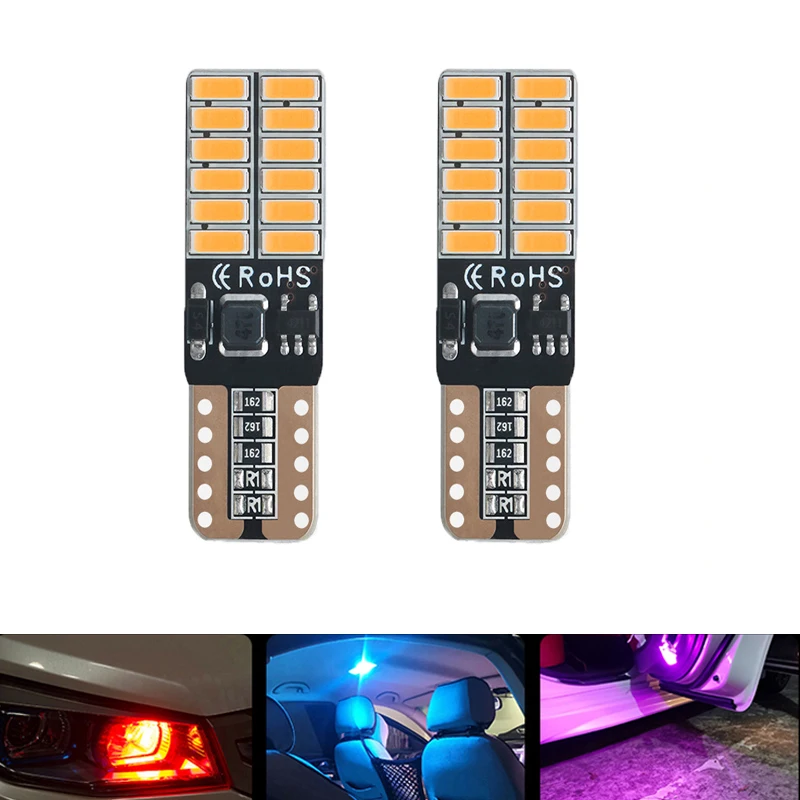 

2 шт., Автомобильный светодиодный дисплей T10 W5W 4014 24smd