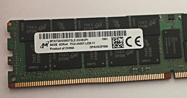 

RAM Applies to CRUCIAL MTA72ASS8G72LZ-2G3 Memory 64G DDR4-2400 LRDIMM PC4-19200T-L