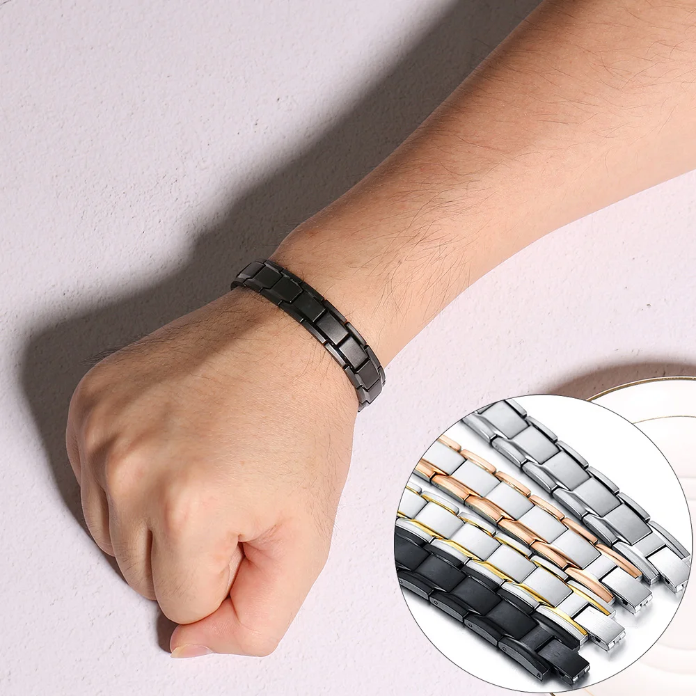 

Vinterly черный энергетический браслет для мужчин и женщин, магнитный браслет на запястье, цепочка из нержавеющей стали, мужской браслет, Пряма...